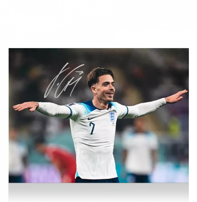 Jack Grealish Signed England Photo: 2022 World Cup Goal Celebration