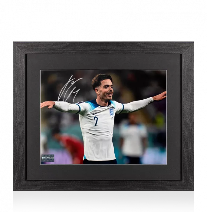 Jack Grealish Signed England Photo In Black Wooden Frame: FIFA World Cup Goal vs IR Iran