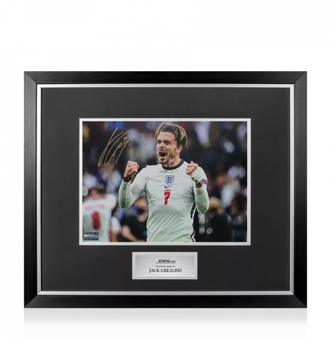 Jack Grealish Signed England Photo In Premium Photo Frame: Celebration