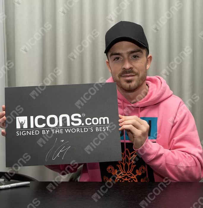 Jack Grealish Signed Manchester City Photo In Black Wooden Frame: UCL Goal Vs RB Leipzig