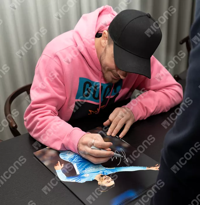 Jack Grealish Signed Manchester City Photo: UEFA Champions League Goal Vs RB Leipzig