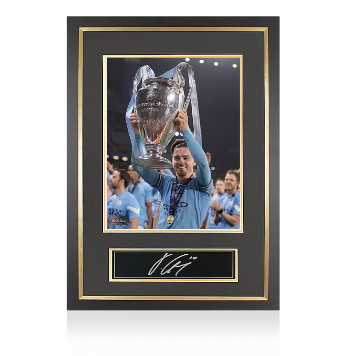 Jack Grealish Signed Plaque and Photo Frame: 2023 UEFA Champions League Winner