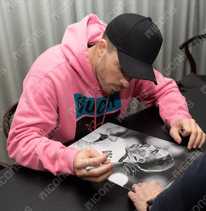 Jack Grealish Signed Tribute Artwork In Black Wooden Frame