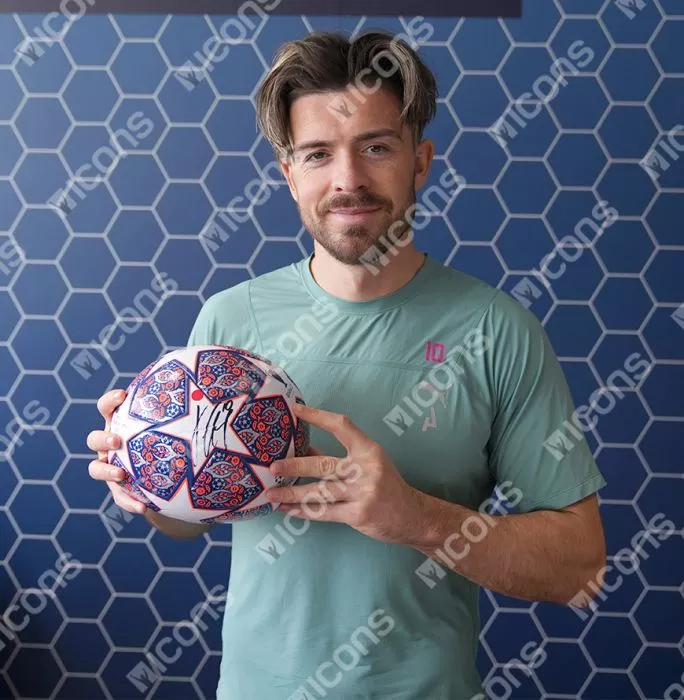 Jack Grealish Signed UEFA Champions League Final Football In Acrylic Case
