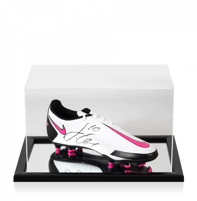 Jack Grealish Signed White Nike Phantom Boot In Acrylic Case
