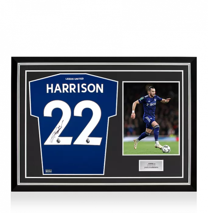 Jack Harrison Back Signed Leeds United 2021-22 Away Shirt In Hero Frame: Option 1
