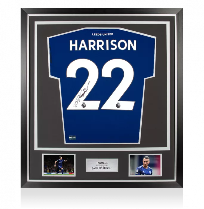 Jack Harrison Back Signed Leeds United 2021-22 Away Shirt In Classic Frame