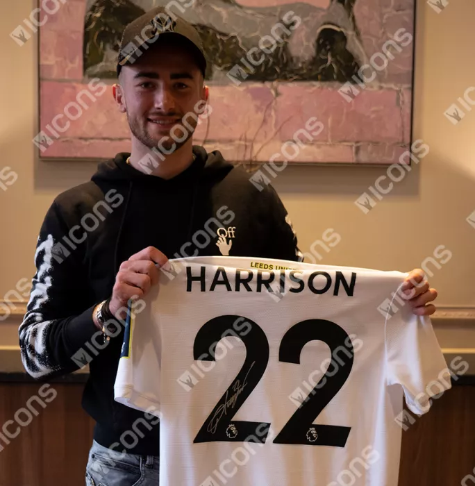 Jack Harrison Back Signed Leeds United 2021-22 Home Shirt In Hero Frame: Option 1
