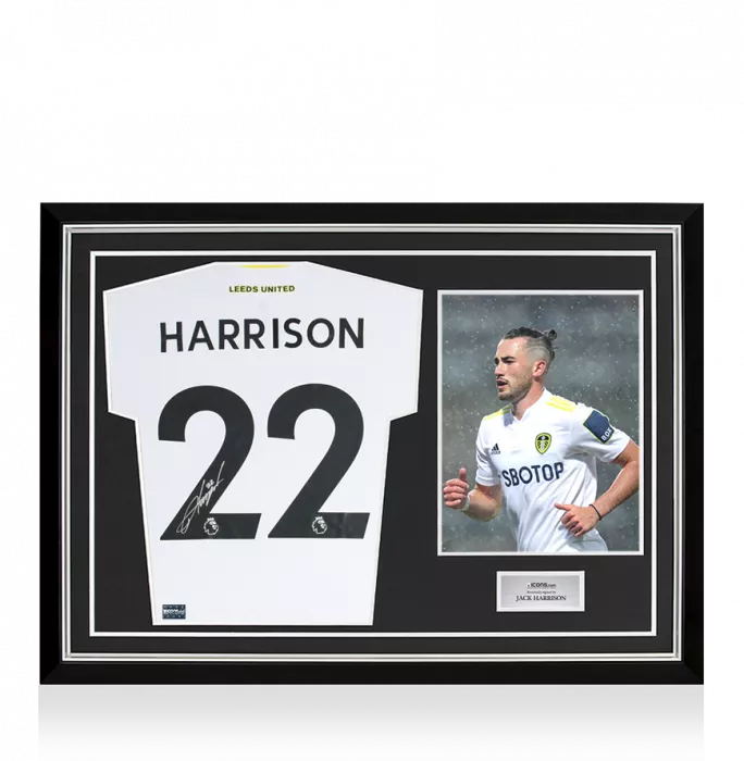 Jack Harrison Back Signed Leeds United 2021-22 Home Shirt In Hero Frame: Option 1