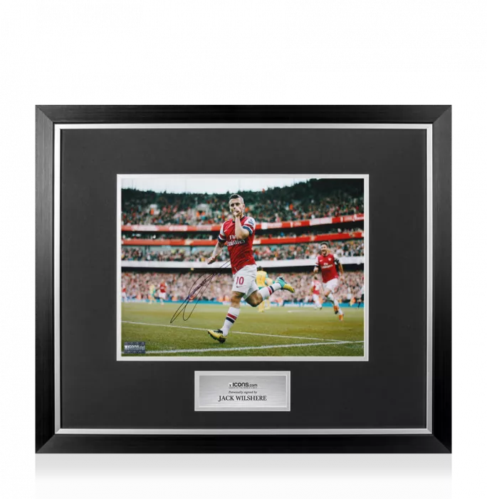 Jack Wilshere Signed Arsenal Photo In Premium Photo Frame: 2013-14 Premier League Goal of the Season