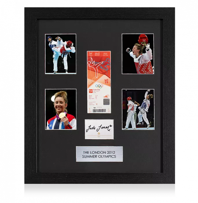 Jade Jones Signed Card & London 2012 Olympics Ticket Frame