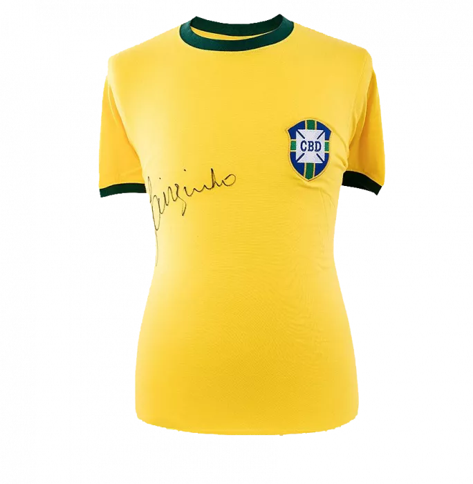 Jairzinho Official 1970 FIFA World Cup™ Front Signed And Hero Framed Brazil Home Shirt