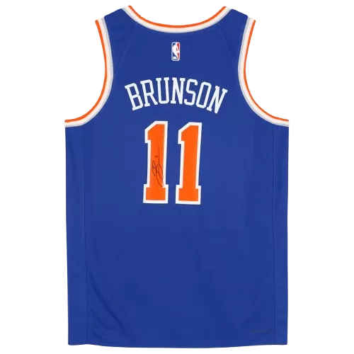 Jalen Brunson Signed And Framed New York Knicks Blue Nike Icon Edition Swingman Jersey