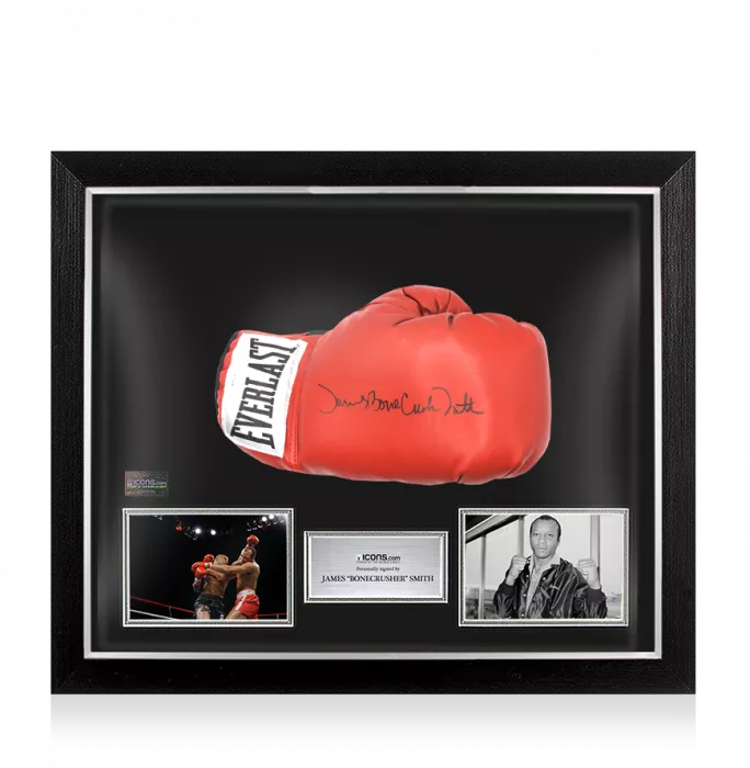James 'Bonecrusher' Smith Signed Everlast Red Boxing Glove In Bubble Frame: Option 1