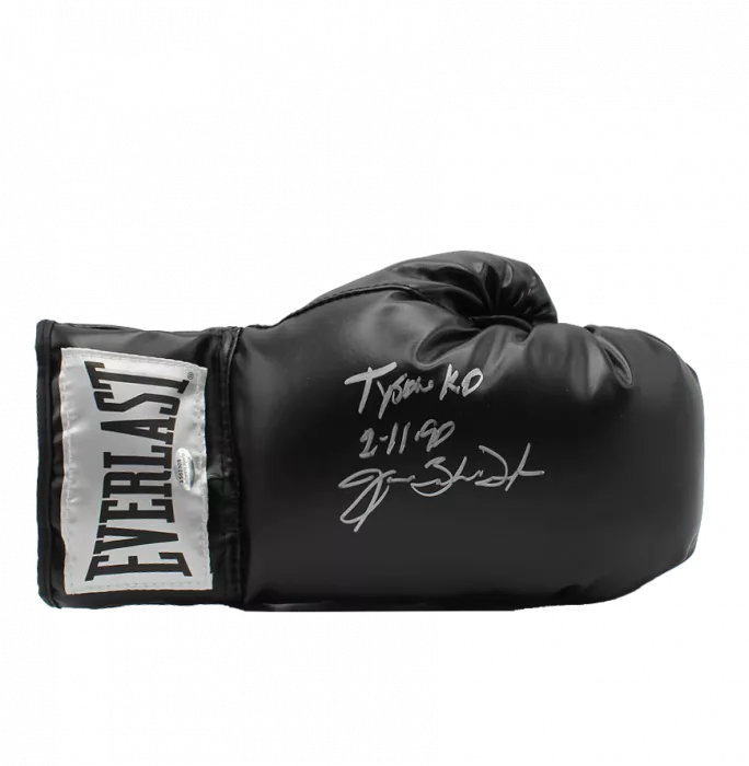 James Buster Douglas Signed Everlast Black Boxing Glove In Acrylic Case - Tyson KO 2-11-90
