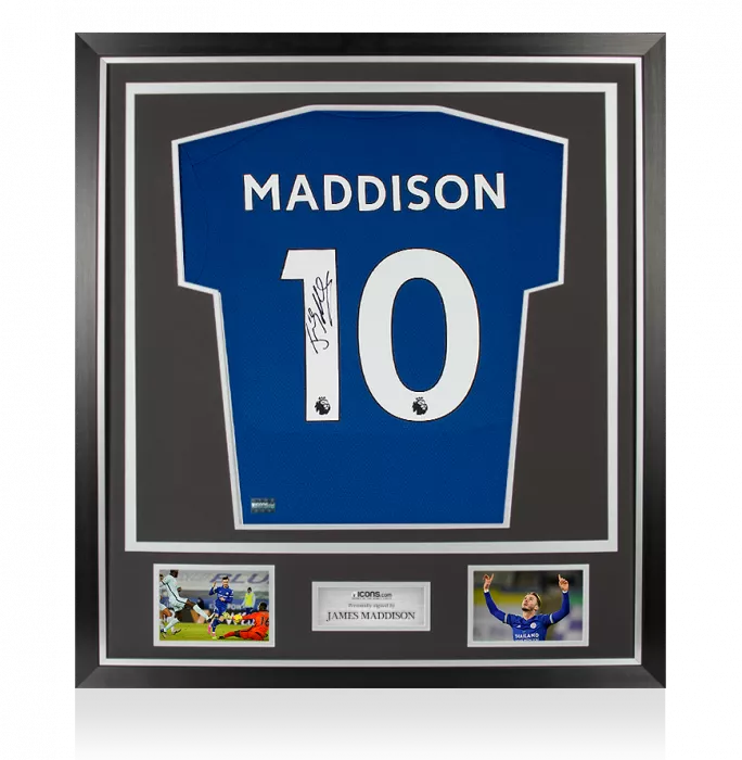 James Maddison Back Signed Leicester City 2020-21 Home Shirt In Classic Frame