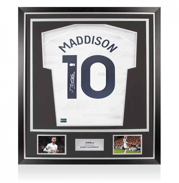 James Maddison Back Signed Tottenham Hotspur 2023-24 Home Shirt In Classic Frame