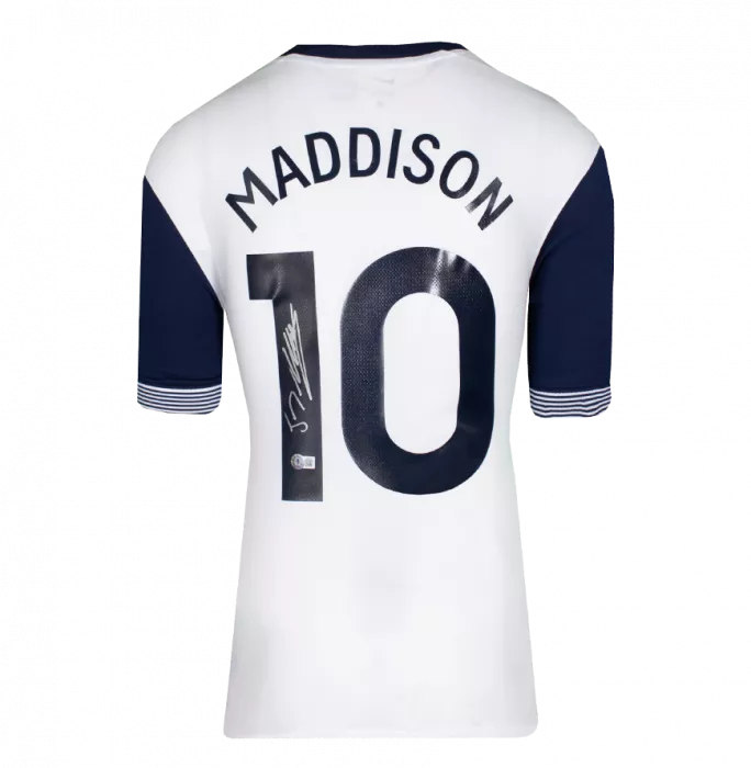 James Maddison Back Signed Tottenham Hotspur 2024-25 Home Shirt With Fan Style Numbers In Classic Frame