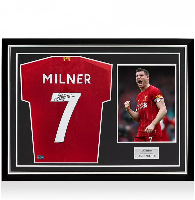 James Milner Back Signed Liverpool 2019-20 Home Shirt In Hero Frame: Option 1