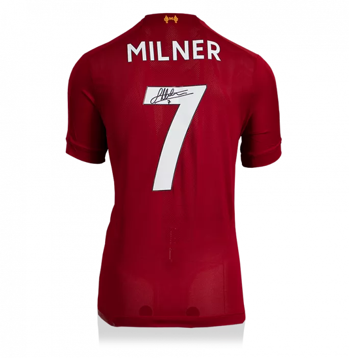 James Milner Back Signed Liverpool 2019-20 Home Shirt With Fan Style Numbers