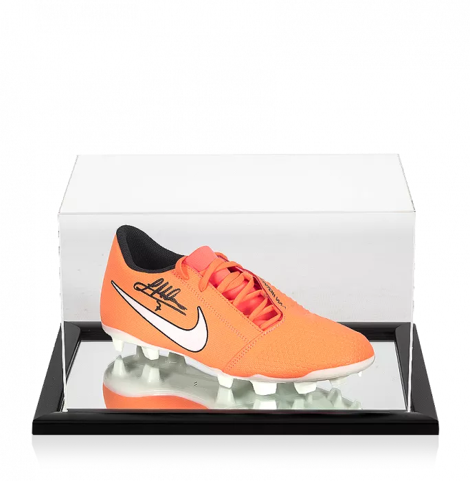 James Milner Signed Orange Nike Phantom Venom Boot In Acrylic Case