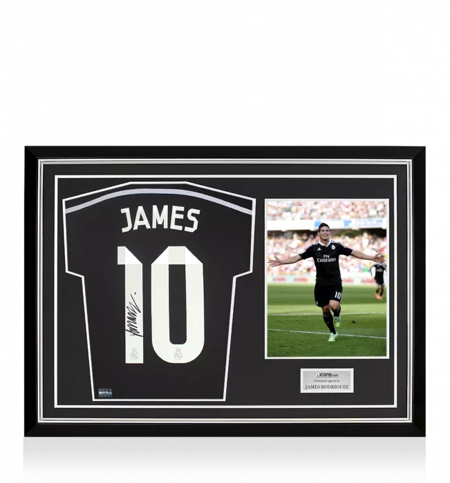 James Rodriguez Back Signed Real Madrid 2014-15 Third Shirt Home Shirt In Hero Frame: Option 1