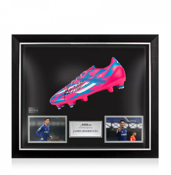 James Rodriguez Signed Adidas F10 Adizero Boot In Bubble Frame: Everton