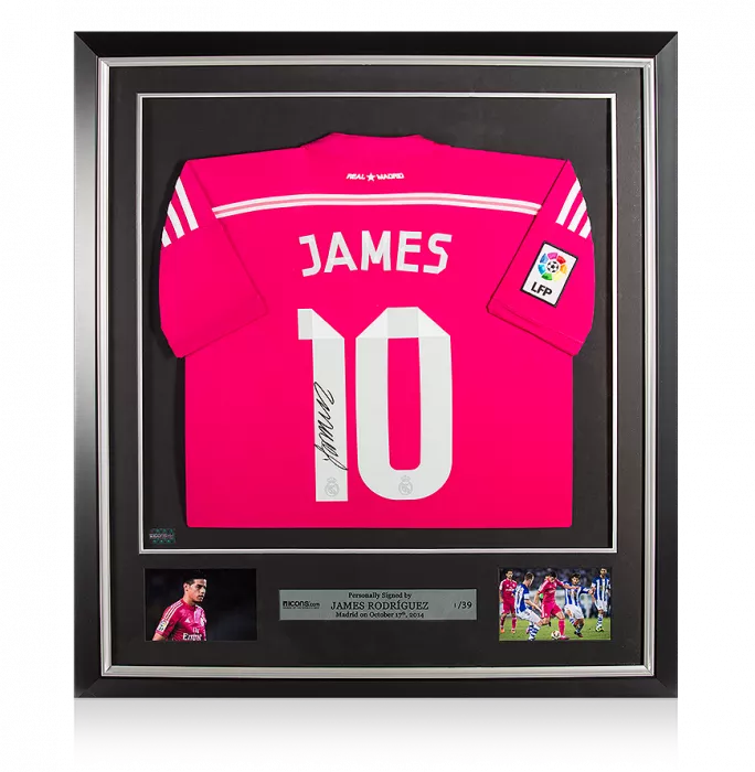 James Rodriguez Signed and Framed Real Madrid 2014-15 Away Shirt