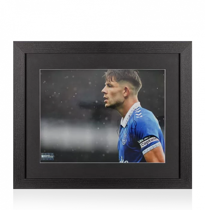 James Tarkowski Signed Everton Photo In Black Wooden Frame