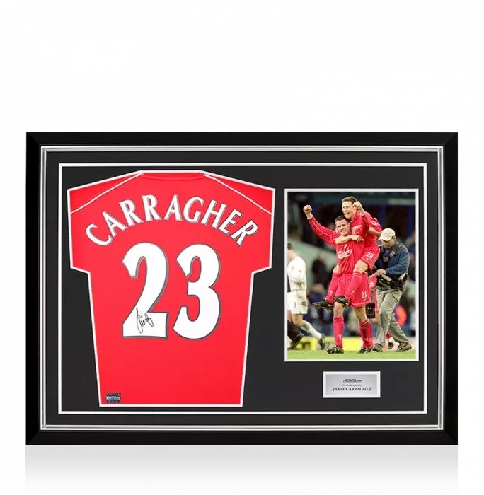 Jamie Carragher Back Signed Liverpool 2000 Home Shirt In Hero Frame: Option 1