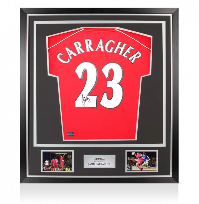 Jamie Carragher Back Signed Liverpool 2000 Home Shirt In Classic Frame