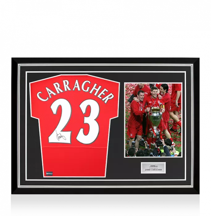 Jamie Carragher Back Signed Liverpool FC 2005 Home Shirt In Hero Frame: Option 1
