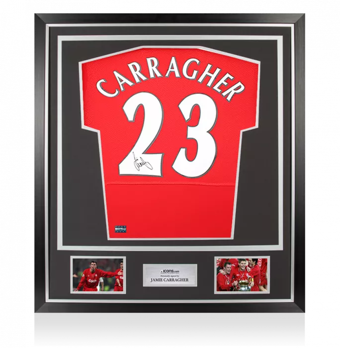 Jamie Carragher Back Signed Liverpool FC 2005 Home Shirt In Classic Frame