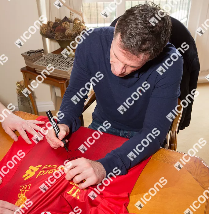 Jamie Carragher Front Signed Liverpool 2013-14 Home Shirt: YNWA Edition