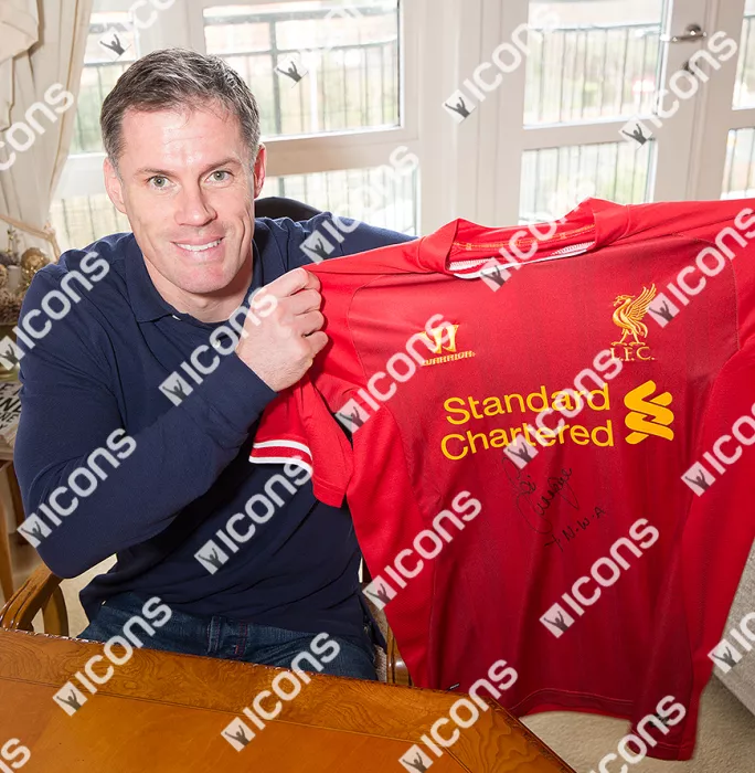 Jamie Carragher Front Signed Liverpool 2013-14 Home Shirt: YNWA Edition
