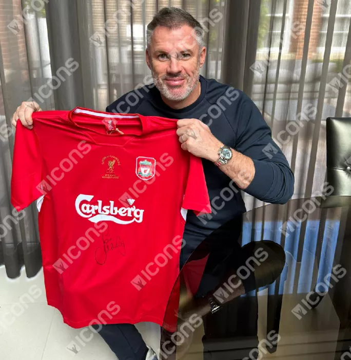 Jamie Carragher Front Signed Liverpool FC 2005 Home Shirt In Hero Frame: Option 1