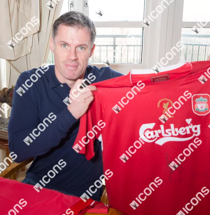 Jamie Carragher Front Signed Liverpool Home Shirt: Istanbul 2005 In Classic Frame