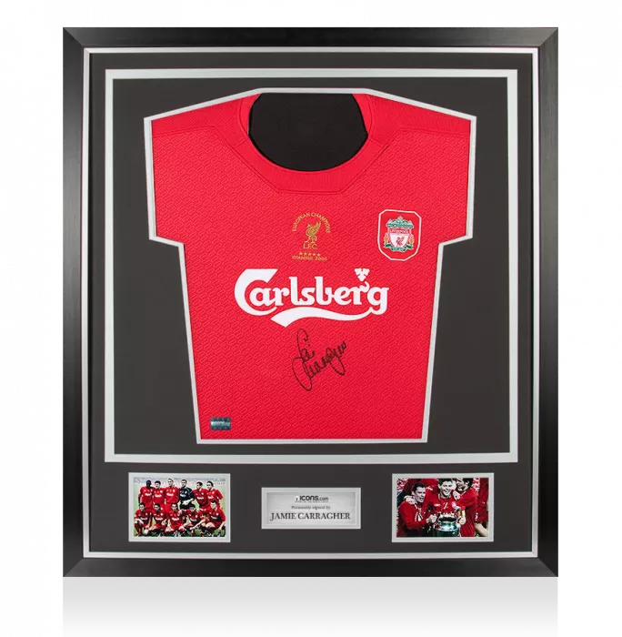 Jamie Carragher Front Signed Liverpool Home Shirt: Istanbul 2005 In Classic Frame