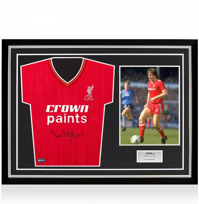 Jan Molby Front Signed Liverpool 1986 Home Shirt In Hero Frame: Option 1