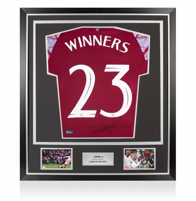 Jarrod Bowen Back Signed West Ham United 2022-23 Home Shirt: 2023 UEFA Europa Conference League Winners Edition In Classic Frame