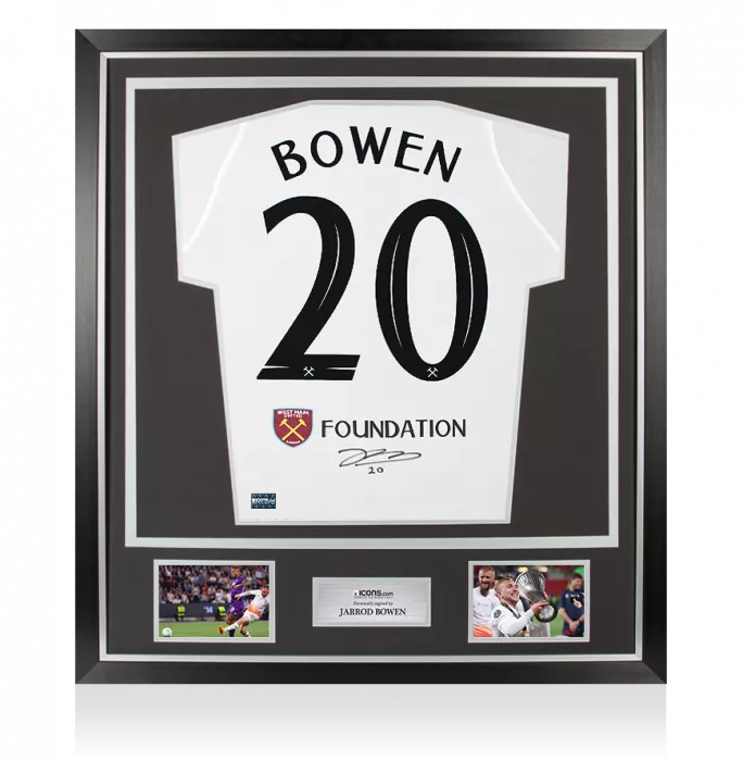 Jarrod Bowen Back Signed West Ham United 2022-23 Third Shirt: UEFA Conference League Winners In Classic Frame