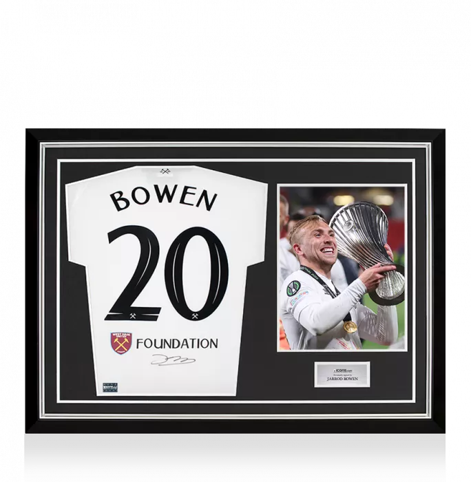 Jarrod Bowen Back Signed West Ham United Conference League Winners Shirt In Hero Frame: Option 1