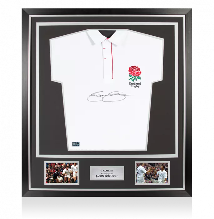 Jason Robinson Front Signed England Home Shirt In Classic Frame