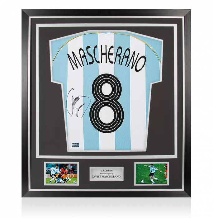 Javier Mascherano Back Signed Argentina 2005-07 Home Shirt In Classic Frame