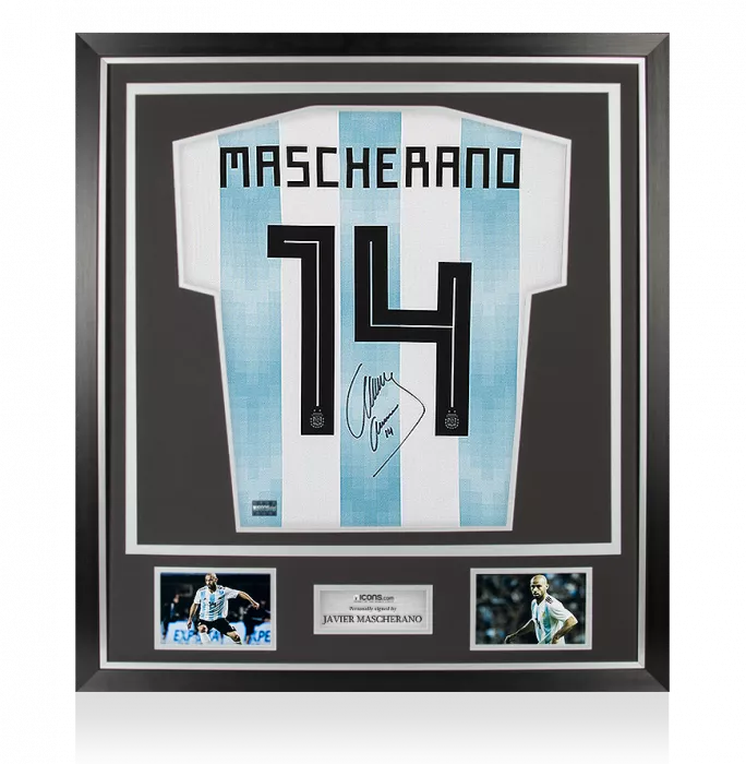 Javier Mascherano Back Signed Argentina 2018 Home Shirt In Classic Frame