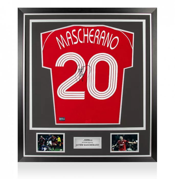 Javier Mascherano Back Signed Liverpool 2006-07 Home Shirt In Classic Frame
