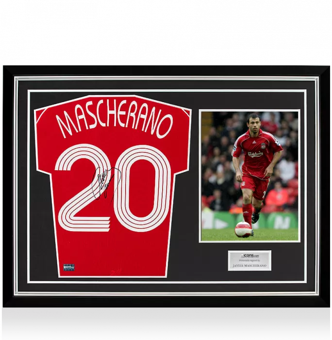 Javier Mascherano Back Signed Liverpool 2006-07 Home Shirt In Hero Frame: Option 1