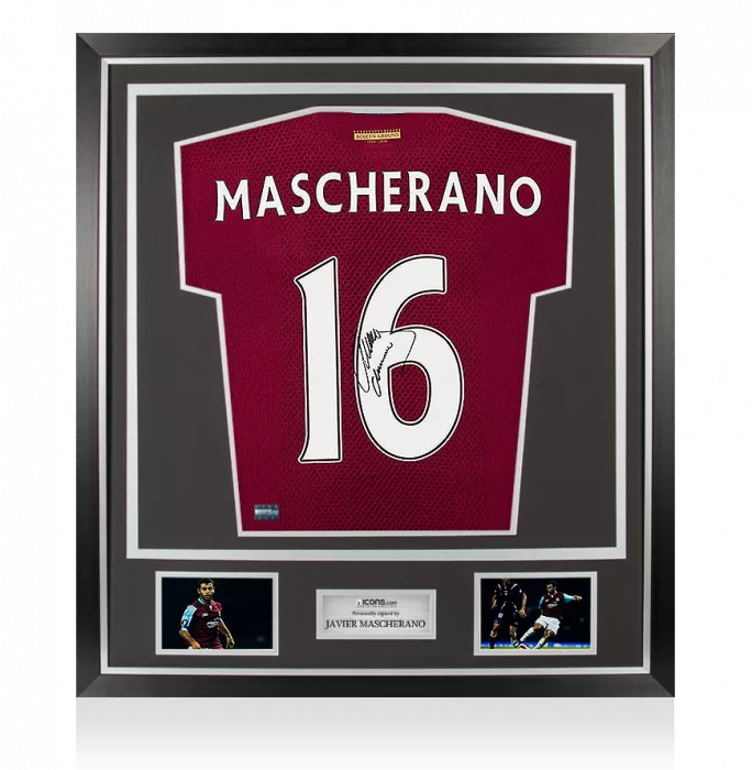 Javier Mascherano Back Signed West Ham United 2015-16 Home Shirt In Classic Frame