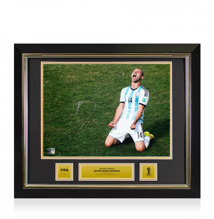 Javier Mascherano Official 2014 FIFA World Cup™ Signed and Framed Argentina Photo: Victory vs Belgium
