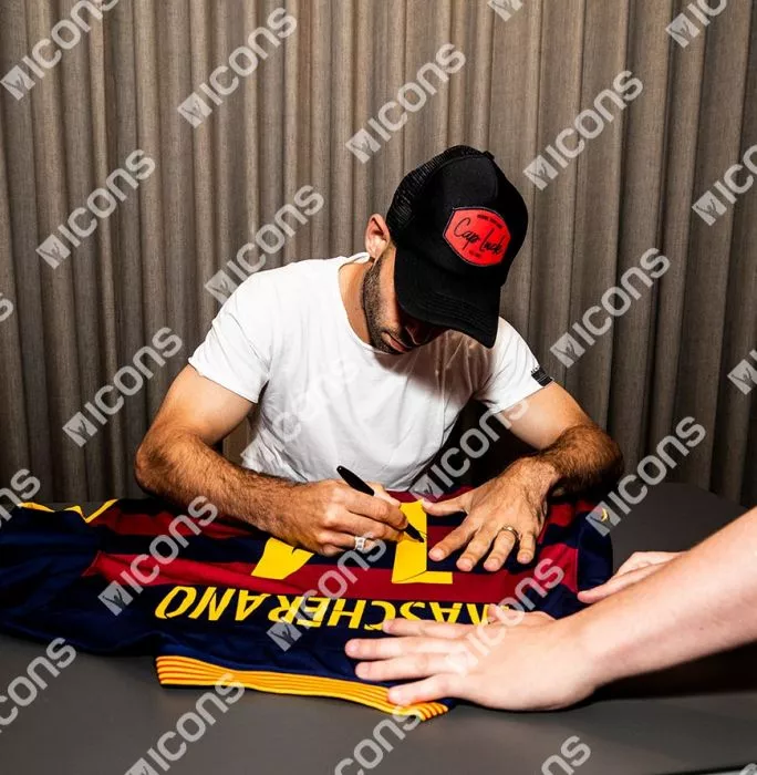 Javier Mascherano Official FC Barcelona Back Signed 2015-16 Home Shirt